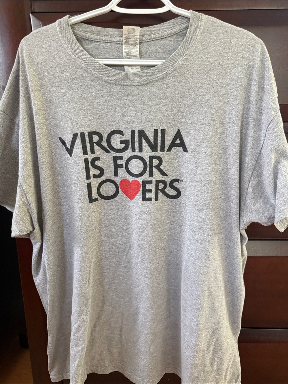 Gildan Gray Tee with Classic Virginia is for Lovers Logo